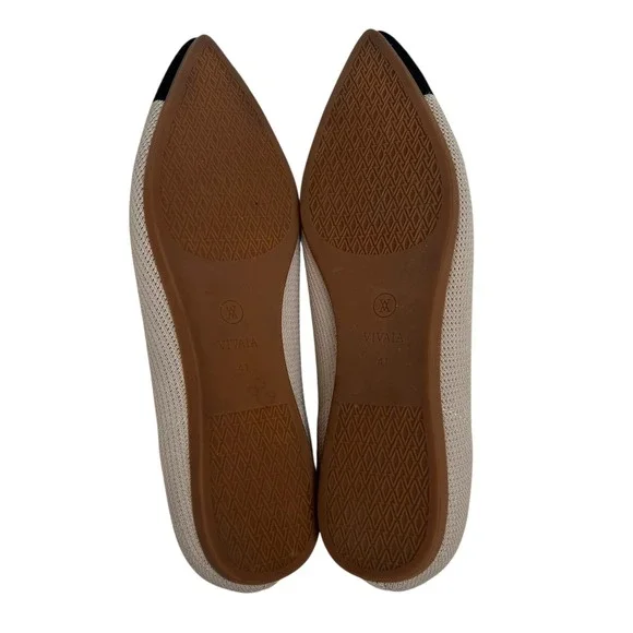 Vivaia Aria 5 Pointed Toe Ballet Flats in Almond and Black SZ EU 41 US 9.5 - Picture 7 of 9